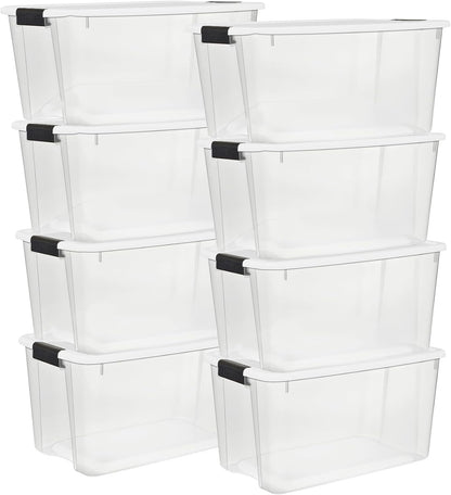 Sterilite 6-Pack Ultra Latching Box, Storage Bins with Lids, Clear Plastic, 18 Qt – Large Heavy-Duty Organizing Bin Containers for Home, Closet, Kitchen, Pantry, Bathroom, and Office