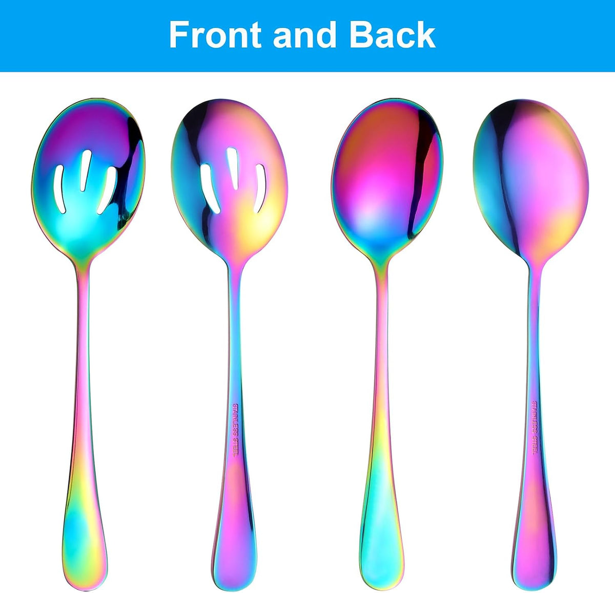 Serving Spoons Set, 8.7 Inch Serving Spoon, Slotted Spoons, Gold