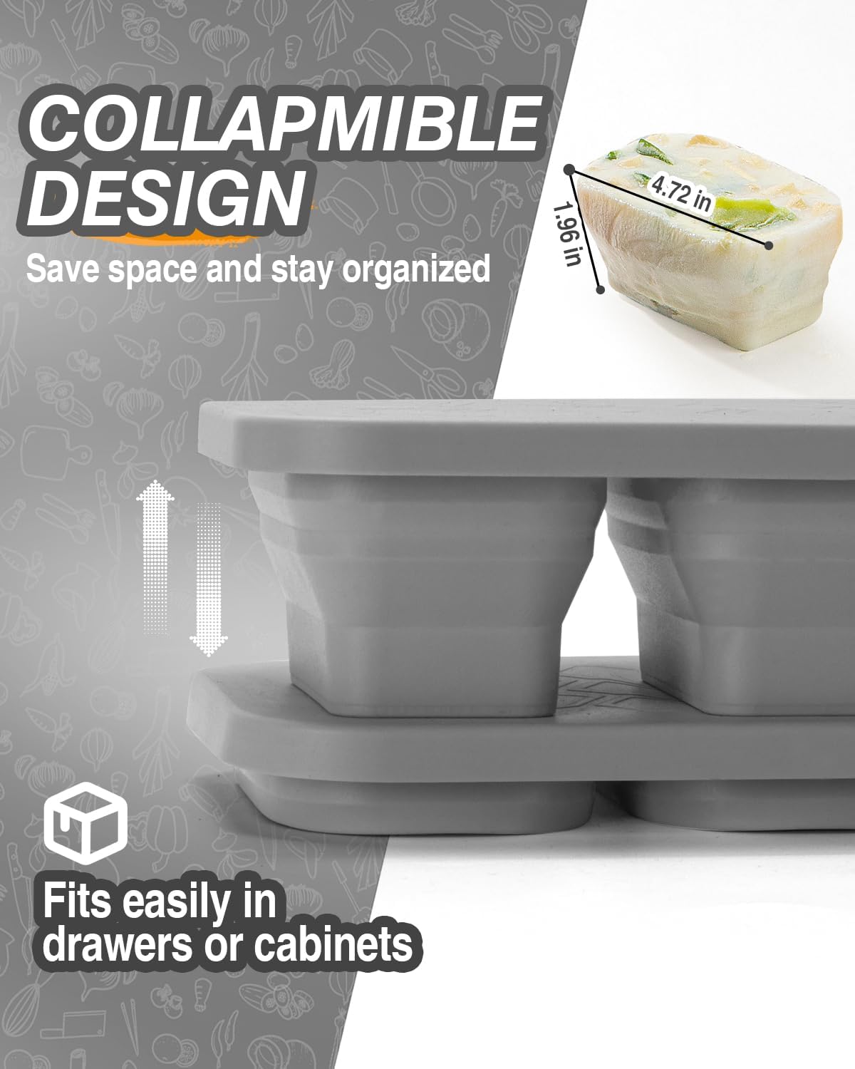 Silicone Freezer Trays With Lid, Stackable 1 Cup Silicone Freezer Molds, Easy To Use Soup Ice Cube Tray, Collapsible Freezing Molds for Meal Prep, Broth, Sauce, Leftovers, Soup Storage Gift Set