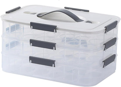 Deviled Egg Containers with Lid 54 Slots Clear Plastic Deviled Egg Tray Carrier Platter with Handle & Snap Lock Stackable Reusable for Fridge, Holder for Fridge