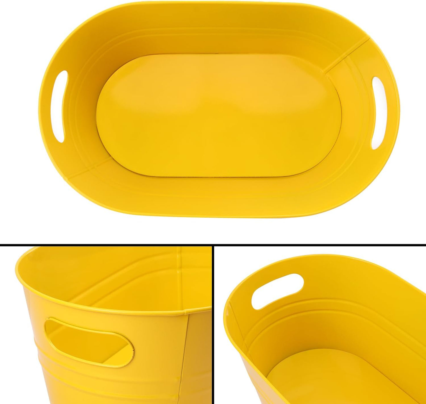 3 PCS 15.3 x 9 x 6 inches Black Metal Galvanized Tub with Handles, 3 Gallon Galvanized Beverage Tubs for Parties, Large Metal Drink Ice Buckets for Beer, Wine, Cocktails & Outdoor Events