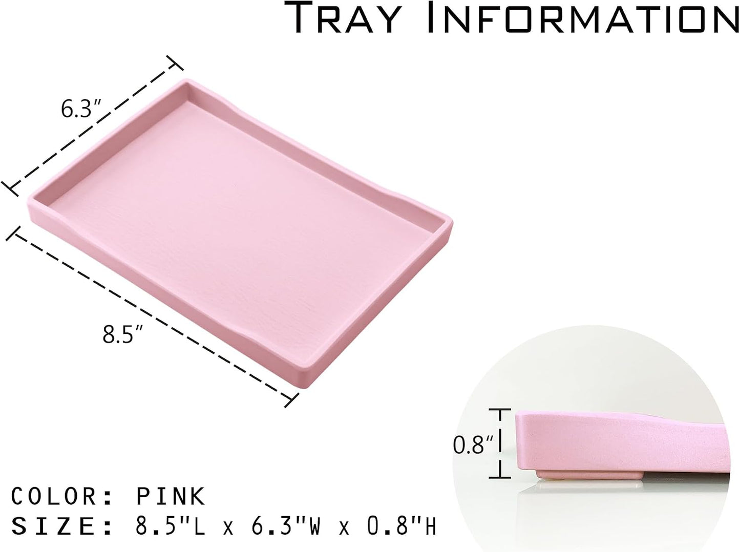 White Serving Tray (13.5 x 9.6 inch) for Serving Accessory, Elegant & Stackable Plastic Tray for Spa, Coffee, Drinks, Tea, Bar, Party, Seasoning, Perfume and Display Use.