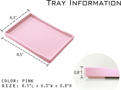 White Serving Tray (13.5 x 9.6 inch) for Serving Accessory, Elegant & Stackable Plastic Tray for Spa, Coffee, Drinks, Tea, Bar, Party, Seasoning, Perfume and Display Use.
