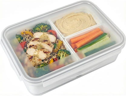 carrotez Food Storage Containers with 3 Removable Compartments, Food Prep Container with Airtight Lids, Portion Control Container, Microwave Safe, Reusable, 4.64 Cup (1100ml)