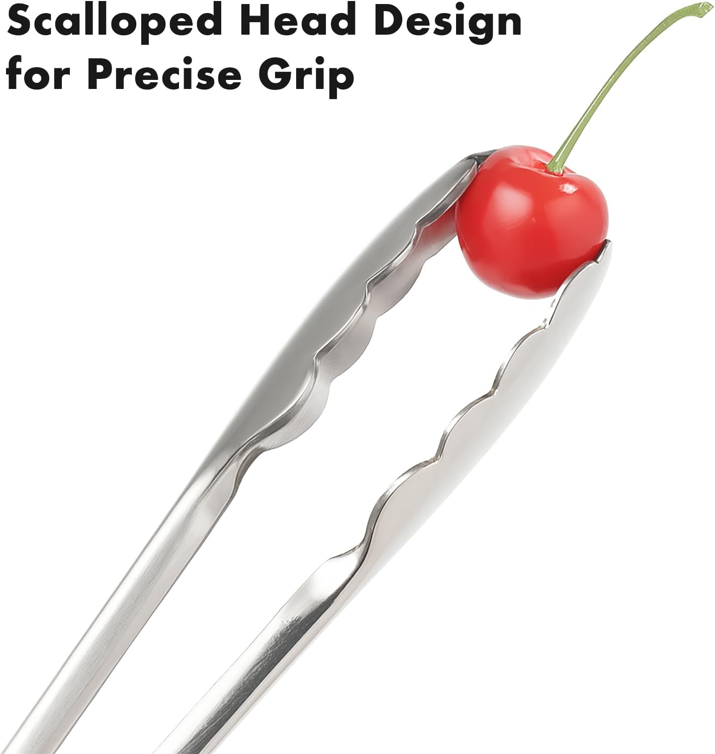 OYV Seamless Tongs for Cooking, One-Piece Design, Durable Heat Resistant Stainless Steel Tongs for Kitchen, Grill, BBQ, Salad, Dishwasher Safe, Metal Tongs Set (12" & 9")