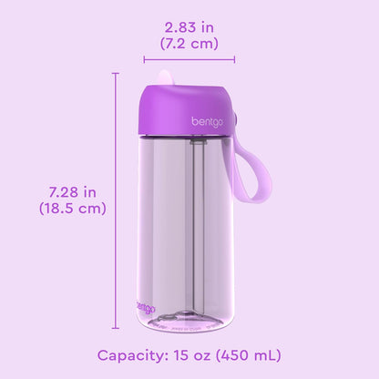 Bentgo Kids Water Bottle - Leak-Proof, Durable Tritan PFAS- & BPA-Free 15 fl oz, Kids/Toddlers Ages 3+ for School & Sports; Bite & Sip Spout, Carrying Handle, Dishwasher Safe (Unicorn)