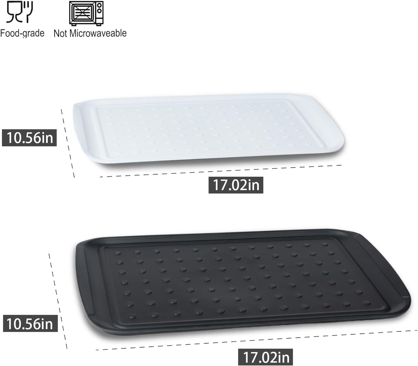 17 Inch Grilling Prep & Serve Trays with Non-Slip Base, Extra Thick,Warp-Resistant BBQ Platter Set for Cooking, Backyard Parties,Camping,Tailgating,Melamine Serving Trays for Food Prep,Red & Black