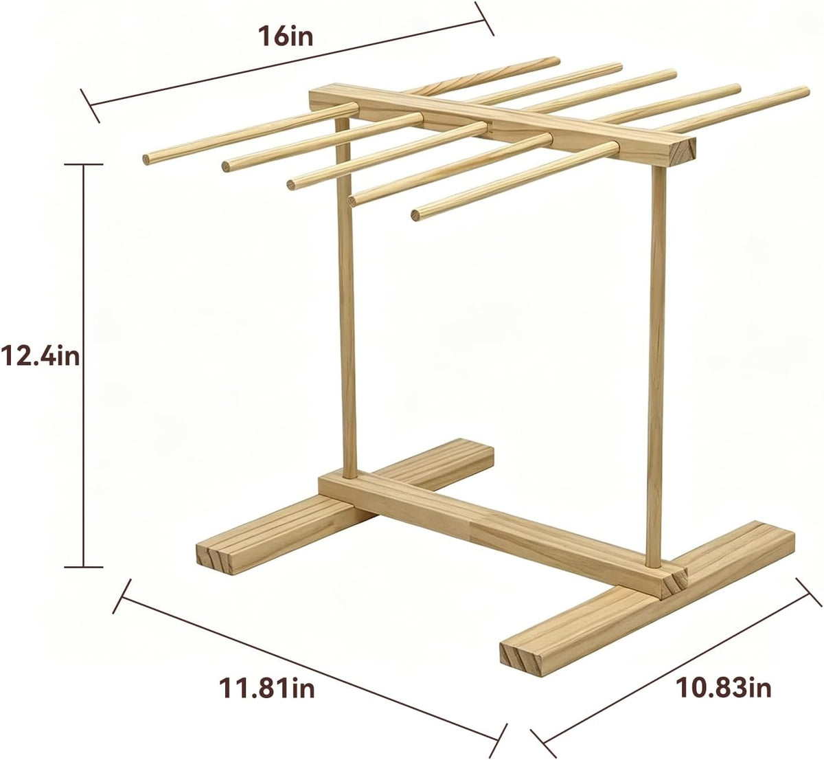 Wooden Pasta Drying Rack Collapsible, Kitchen Tool for Homemade Noodle