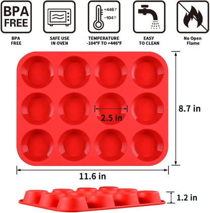 CAKETIME Silicone Muffin Pan Cupcake Pan Set - Mini 24 Cups and Regular 12 Cups Muffin Tin, Nonstick Food Grade Molds with 12 Baking Cups