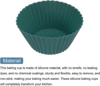 uxcell 18Pcs Silicone Cupcake Liners, Non-Stick Baking Cups, for Cooking Eggs, Baking Muffins and Make a Cake(Pink)