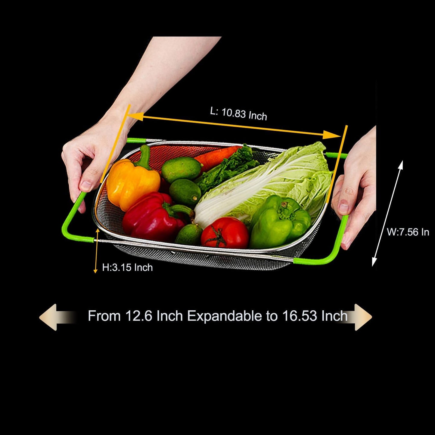 TENTA TENTA KITCHEN Premium Quality Over The Sink Stainless Steel Oval Small Colander with Fine Mesh 2.5 Quart Strainer Basket & Expandable Rubber Grip Handles-Strain,Drain,Rinse Fruits,Vegetables