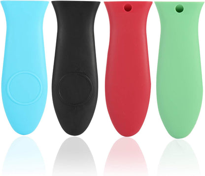 Silicone Hot Handle Holder - Potholder for Cast Iron Skillets & Frying Pans - Heat Resistant Sleeve Grip Handle Cover, Red, Black, Blue, Green