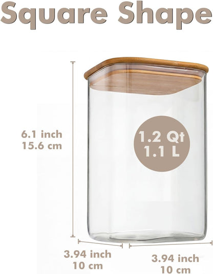 2-Pack 3.4Qt Large Glass Flour Sugar Storage Containers with Lids | Wide Mouth Design, With Measuring Cups, Minimalist Kitchen Organizer,Scandinavian Style Storage,Nordic Style Storage