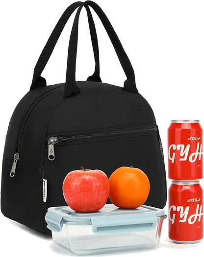 GYEUKHAM Lunch Bag Women, Lunch Box for Adult Men Kids Girls, Small Cute Lunchbox Tote Large Capacity Insulated Lunch Container Cooler for Work School Picnic Travel, Black White Stripes