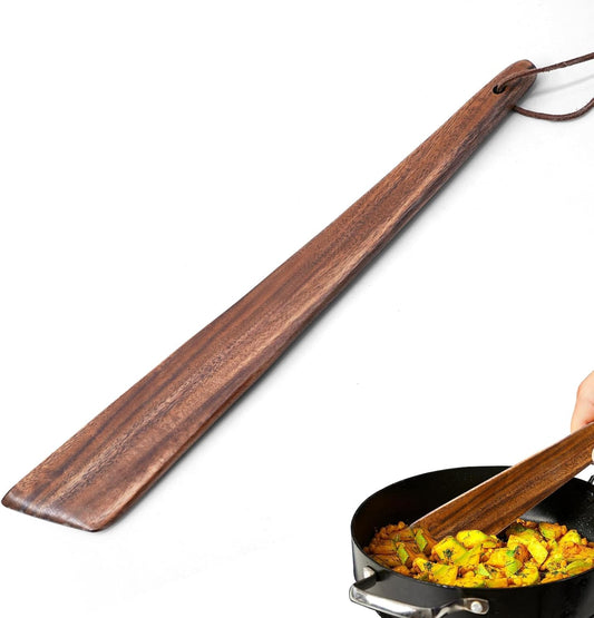 12-Inch Non-Toxic Teak Wood Cooking Spatula, Small Wooden Scraper, Flat Wooden Egg Flipper – Ideal for Flipping, Scraping, Stirring – Perfect for Non-Stick and Cast Iron Pans