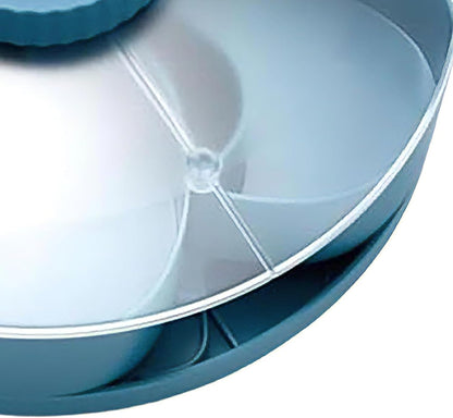 Snack Tray Lid - Rotating Divided Container, Non Slip with Party Base, Vegetable Fruit with Dipping Sauce, Serving Tray, Appetizer Picnic Snack Trays for Travel Dining Table Party Serving
