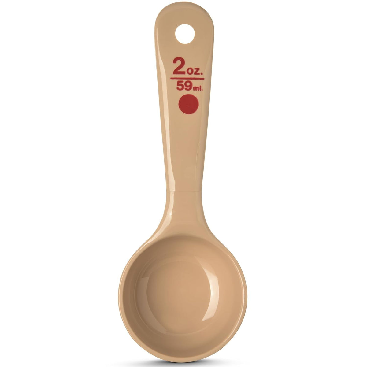 Carlisle FoodService Products Measure Miser Solid Spoon Measuring Spoon with Short Handle for Kitchens, Plastic, 4 Ounces, Beige