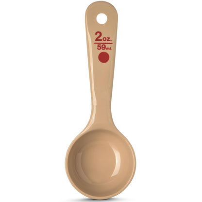 Carlisle FoodService Products Measure Miser Solid Spoon Measuring Spoon with Short Handle for Kitchens, Plastic, 4 Ounces, Beige