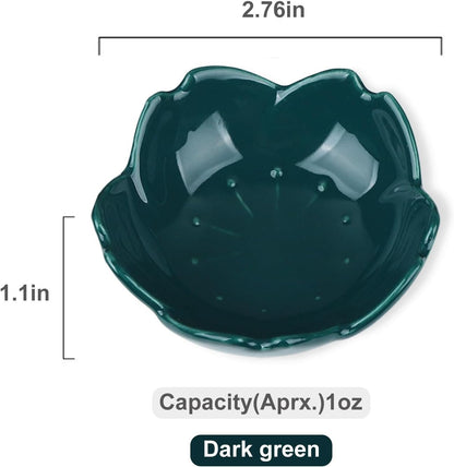 WHJY Light Green Cherry Blossom Dish Set, Cute Pink Ceramic Plates, Sauce/Seasoning Dish, Sushi Dishes, Soy Dipping Bowl, Dessert, Appetizer Plates, Serving Dish for Kitchen Home – Set of 5