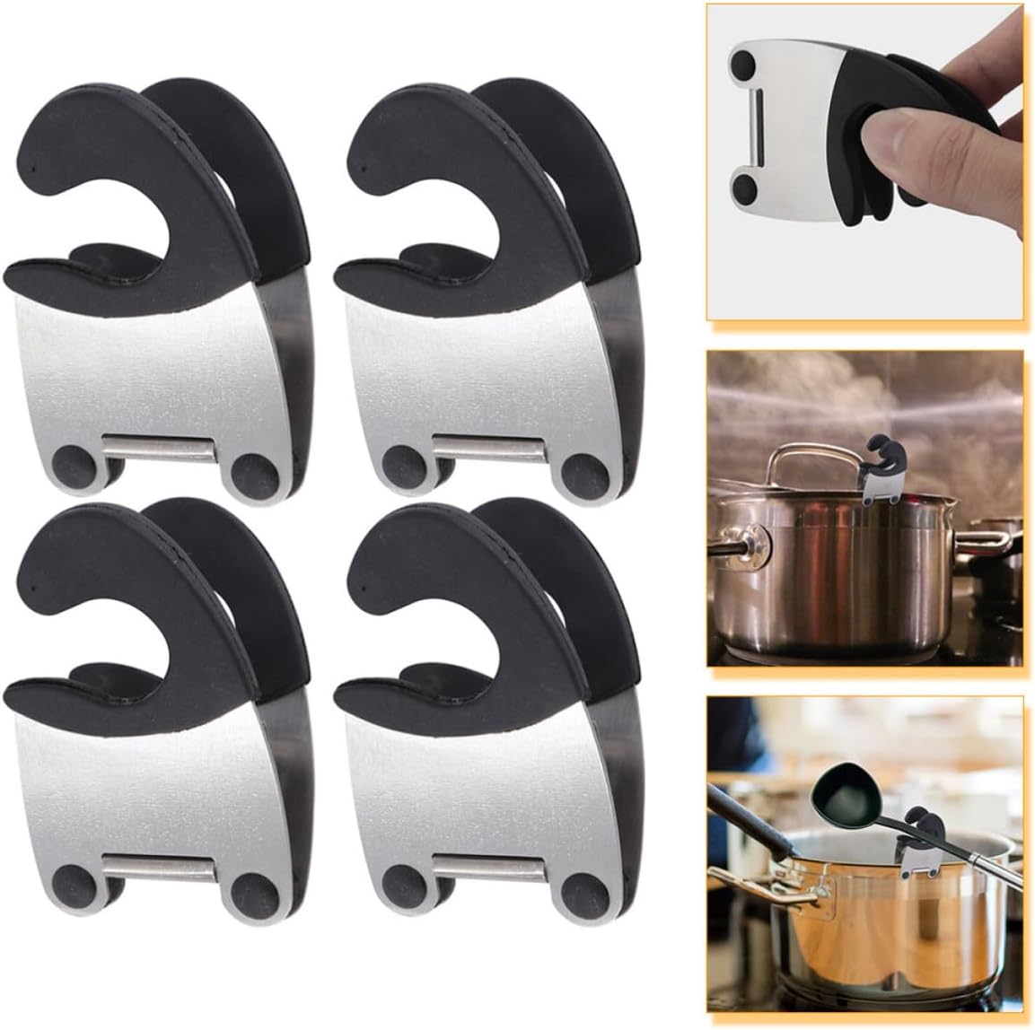 4pcs Stainless Steel Spoon Holder Clip for Pot,
