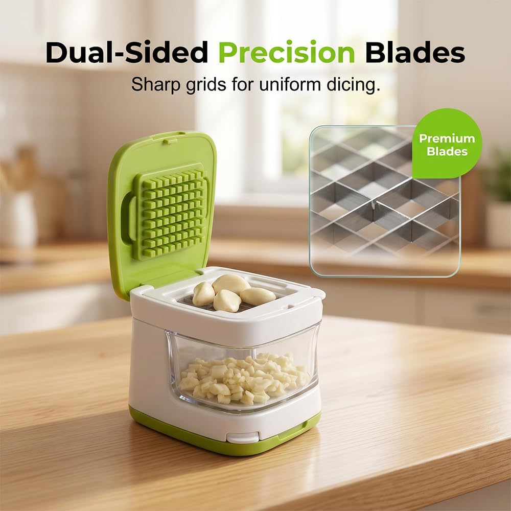 Mini Garlic Chopper and Press with Container