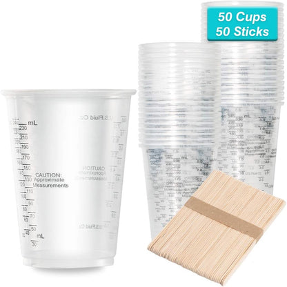 8oz Graduated Clear Plastic Measuring Cups