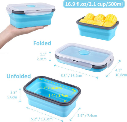 Collapsible Food Storage Containers with Lids, 4 Pack, 40 oz Silicone 1-Compartment Meal Prep Containers Reusable, Lunch Bento Boxes for Adults, Microwave Freezer Dishwasher Safe, BPA-Free, Black