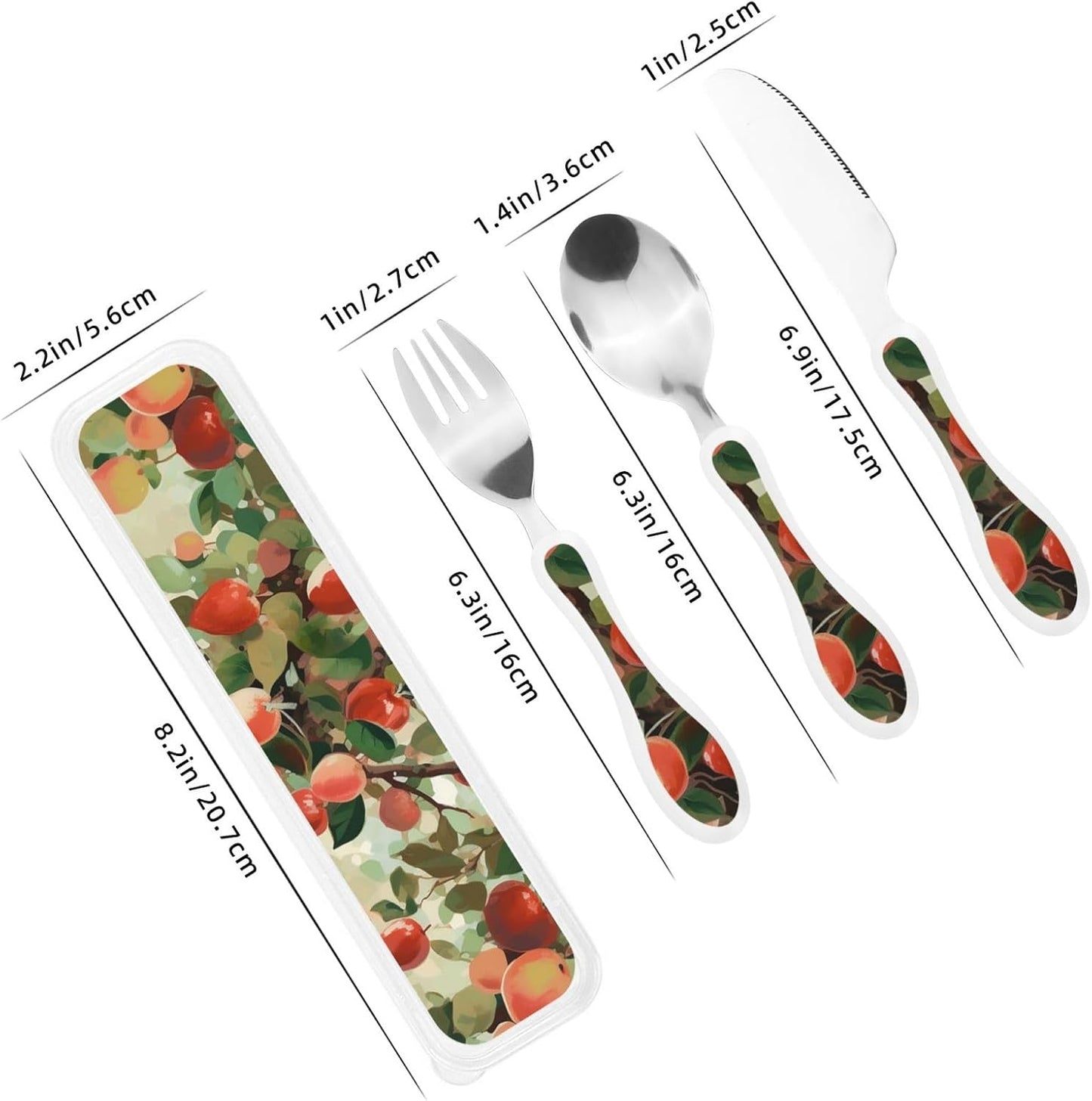 3-Piece Kids Silverware Set With Storage Case, Stainless Steel Reusable Children Safe Knife Spoon Fork Set Blue Active Girl Running Sunset Children Flatware Set For Kids Lunch Box - Colors C