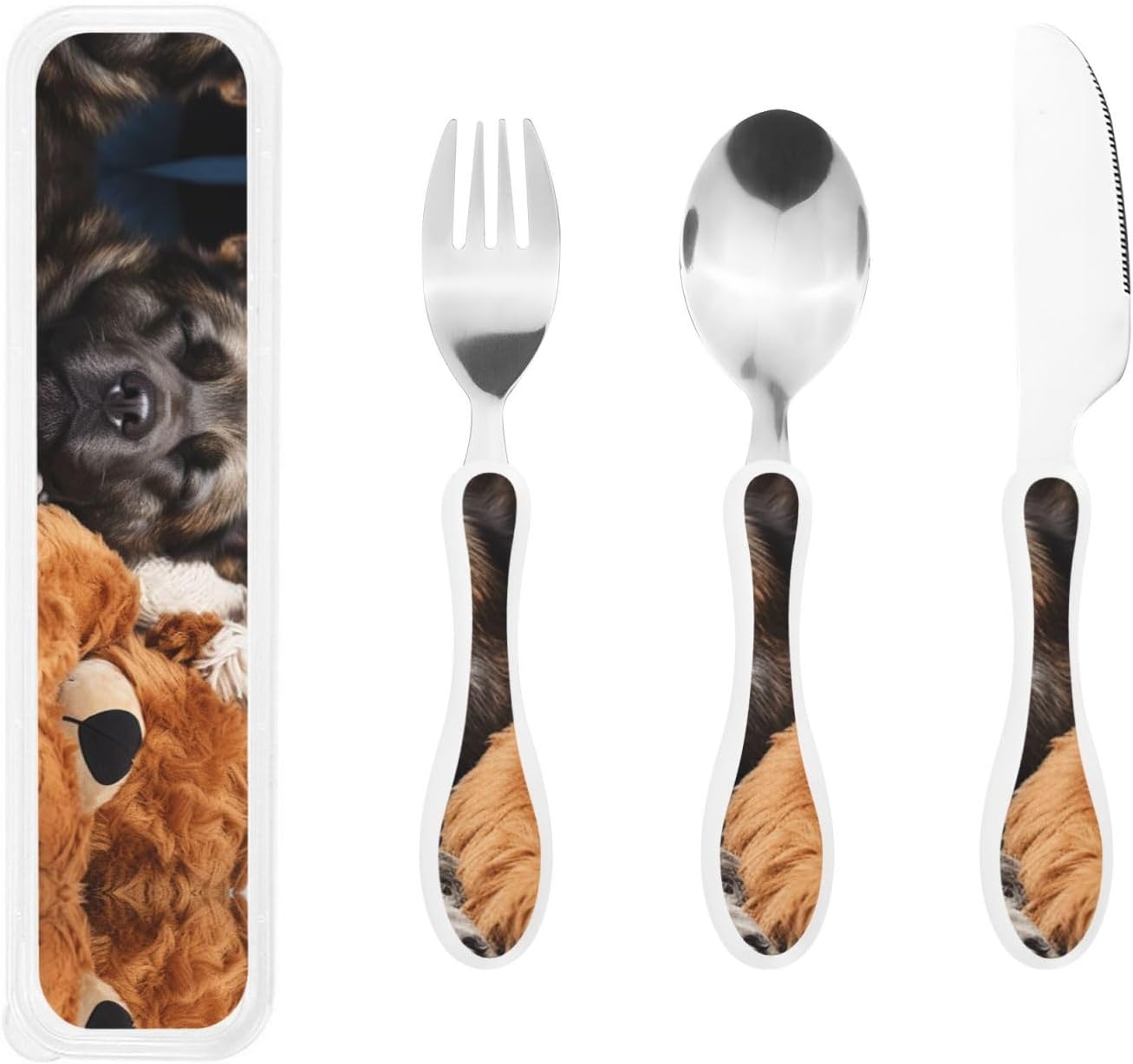 3-Piece Kids Silverware Set With Storage Case, Stainless Steel Reusable Children Safe Knife Spoon Fork Set Dragonfly Insects Flowers Children Flatware Set For Kids Lunch Box