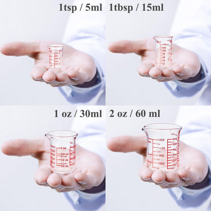 3 Piece Glass Measuring Cup Set, Includes 1/2-Cup, 1-Cup, and 2-Cup High Borosilicate Glasss Liquid Measuring Cups, Dishwasher, Freezer, Microwave, and Preheated Oven Safe, Essential Kitchen Tools