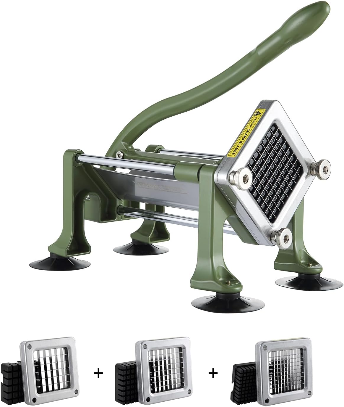 VEVOR French Fry Cutter, Potato Slicer with 1/2-Inch and 3/8-Inch Stainless Steel Blades, Manual Potato Cutter Chopper with Suction Cups, Great for Potato, French Fries, Cucumber, Vegetables, Carrot