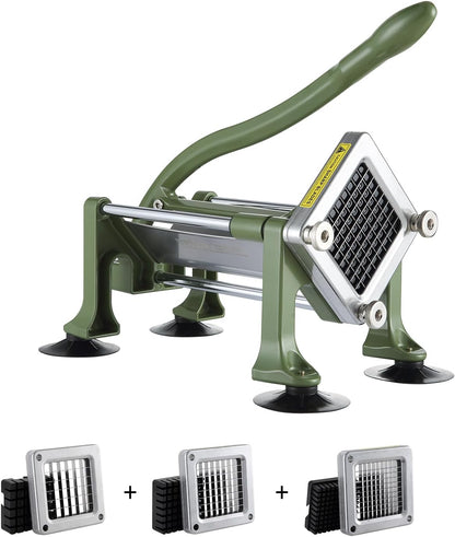 VEVOR French Fry Cutter, Potato Slicer with 1/2-Inch and 3/8-Inch Stainless Steel Blades, Manual Potato Cutter Chopper with Suction Cups, Great for Potato, French Fries, Cucumber, Vegetables, Carrot