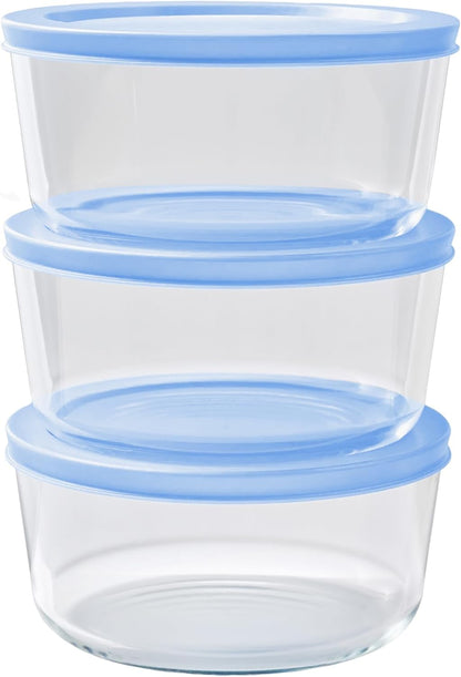 6-Piece Glass Food Storage Containers Set (3 Containers + 3 BPA-Free Lids) | 2-Cup, Leakproof | Microwave, Freezer, Oven & Dishwasher Safe | Ideal for Meal Prep & Pantry Organization, Pistachio