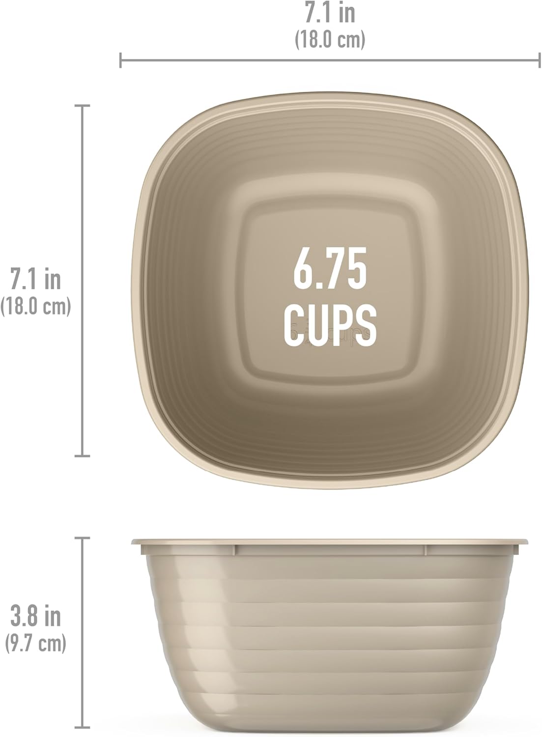Bentgo Prep - 1-Compartment Bowls with Custom-Fit Lids - Reusable, Microwave Safe, Durable, PFAS & BPA-Free, Freezer & Dishwasher Safe Meal Prep Food Storage - 10 Bowls & 10 Lids (White Stone Tan)