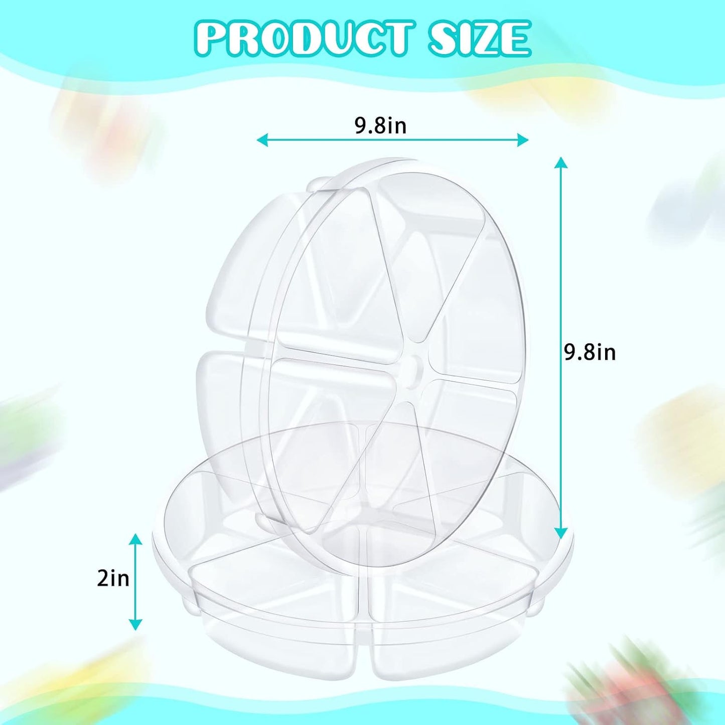 Baderke 10 Pack 10 Inches Round Plastic Serving Tray 6 Sectional Plastic Appetizer Tray with Lid Clear Food Platters Round Platter Container Veggie Fruit Organizer for Party and Buffet (Clear)