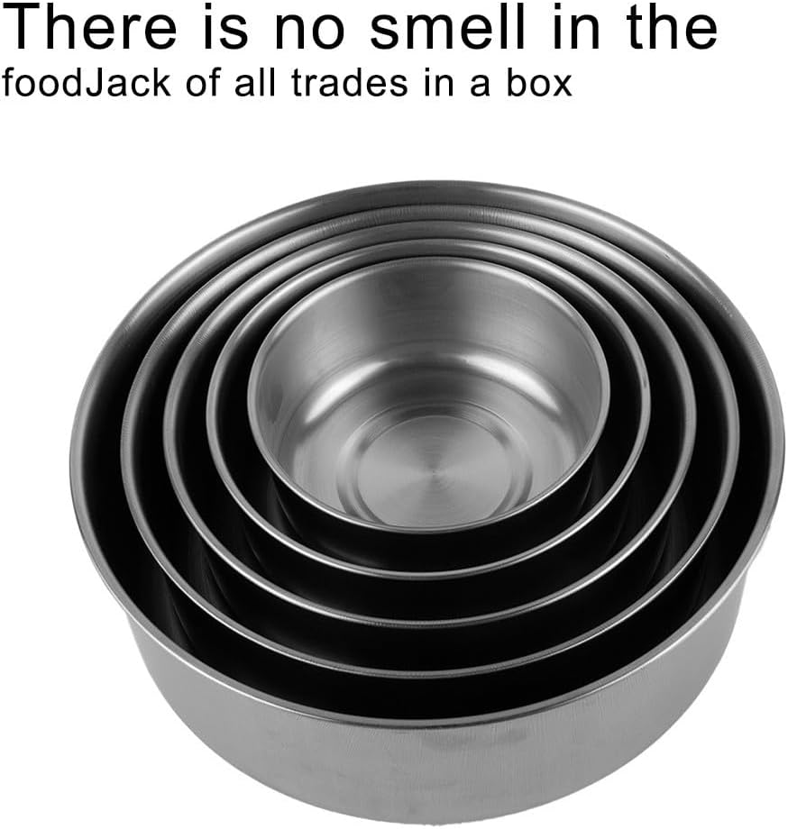 5 Pcs Stainless Steel Containers with Lids, Stackable Food Container Storage Mixing Bowl Set Reusable Food Storage Organizers for Fruit Vegetable Lunch Salad