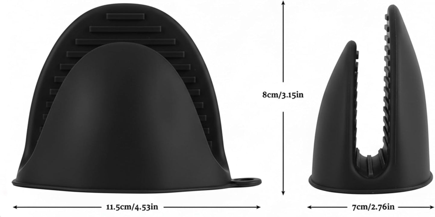 1 Pair Gray,Mini Silicone Oven Gloves, Mini Finger Protector Pot Holder for Kitchen,Cooking,Baking,BBQHeat Resistant Gloves，can be Washed in the Dishwasher