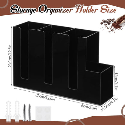 Cunhill 4 Compartments Acrylic Coffee Cup and Lid Storage Organizer Holder Disposable Paper Cup Dispenser Organizer Plastic Lid Holder Accessories for Kitchen Bar Shop Party Supplies(Transparent)