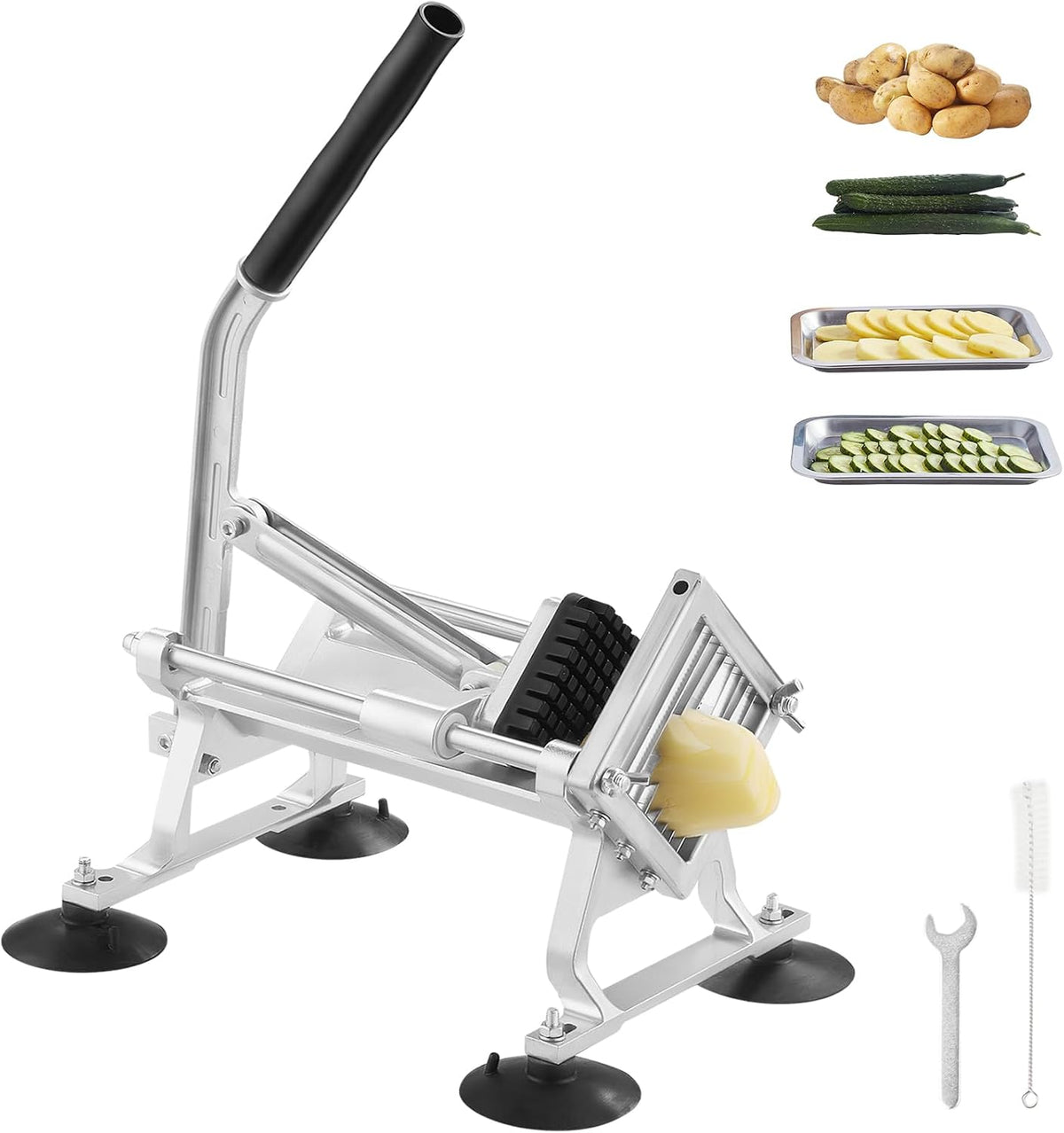 VEVOR Commercial Vegetable Slicer, 3/8" and 3/16" Tomato Slicer, Stainless Steel and Aluminum Alloy Vegetable Cutter Slicer, Manual Tomato Slicer with Non-slip Feet, for Tomatoes, Potatoes, Onions