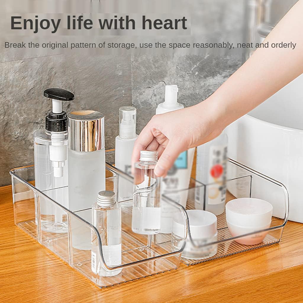 Clear Organizer Bins with Removable Dividers for Snacks Bag Sugar Packets Seasoning Packets Spice Packets Pouches