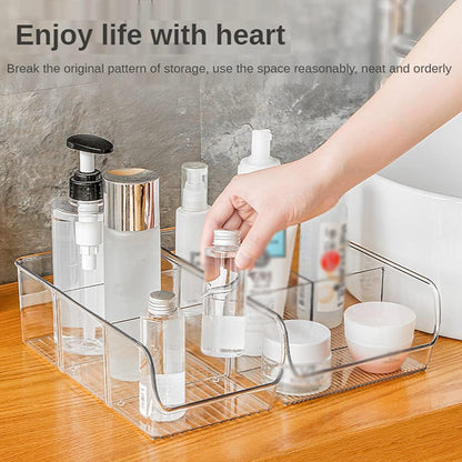 Clear Organizer Bins with Removable Dividers for Snacks Bag Sugar Packets Seasoning Packets Spice Packets Pouches