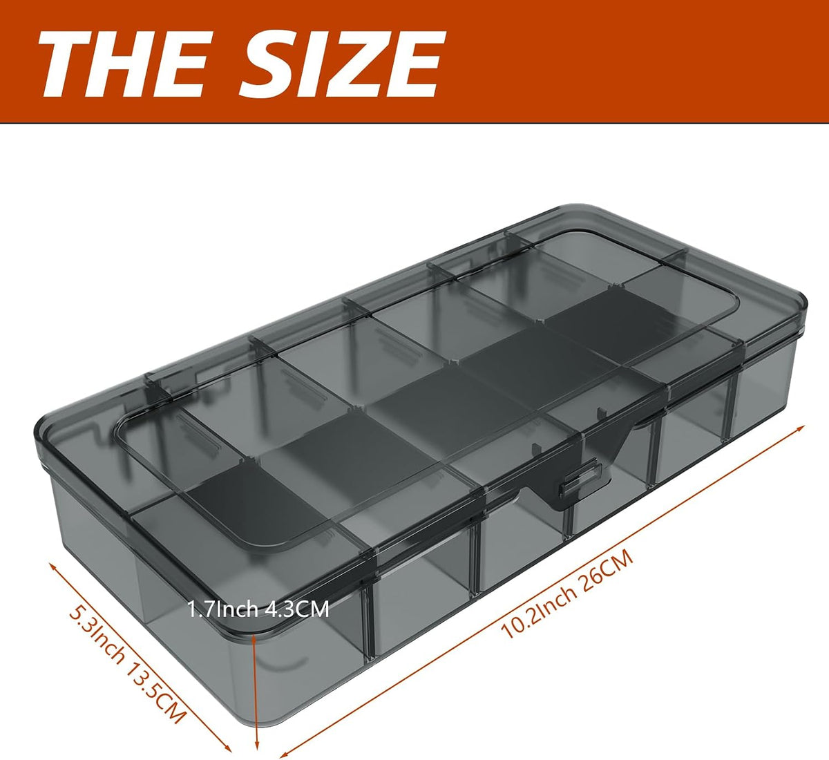 Plastic Organizer Box,12 Grids Clear Bead Organizer Compartment Box with Removable Dividers for Parts,Bead Storage Earring Container Tool Hair Accessories,10.23L x 5.31W x 1.7H inch