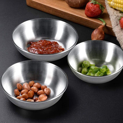 8 Pack 3.2inch Stainless Steel Sauce Dishes Mini Individual Saucers Bowl Round Seasoning Dishes Sushi Dipping Bowl Appetizer Plates, Champagne Gold