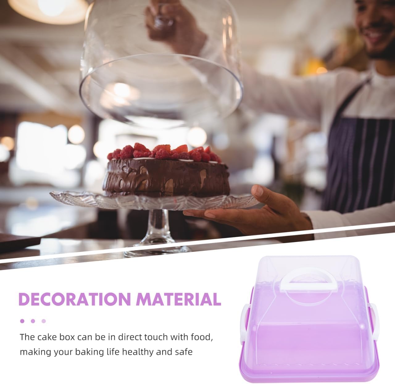 Cake Carrier with Lid and Handle Cake Stand Cupcakes Transport Storage Containers Holder Two Sided Base for Pies Cookies Muffin Pizza Nuts Fruit Dessert Christmas Presents Plastic Cover