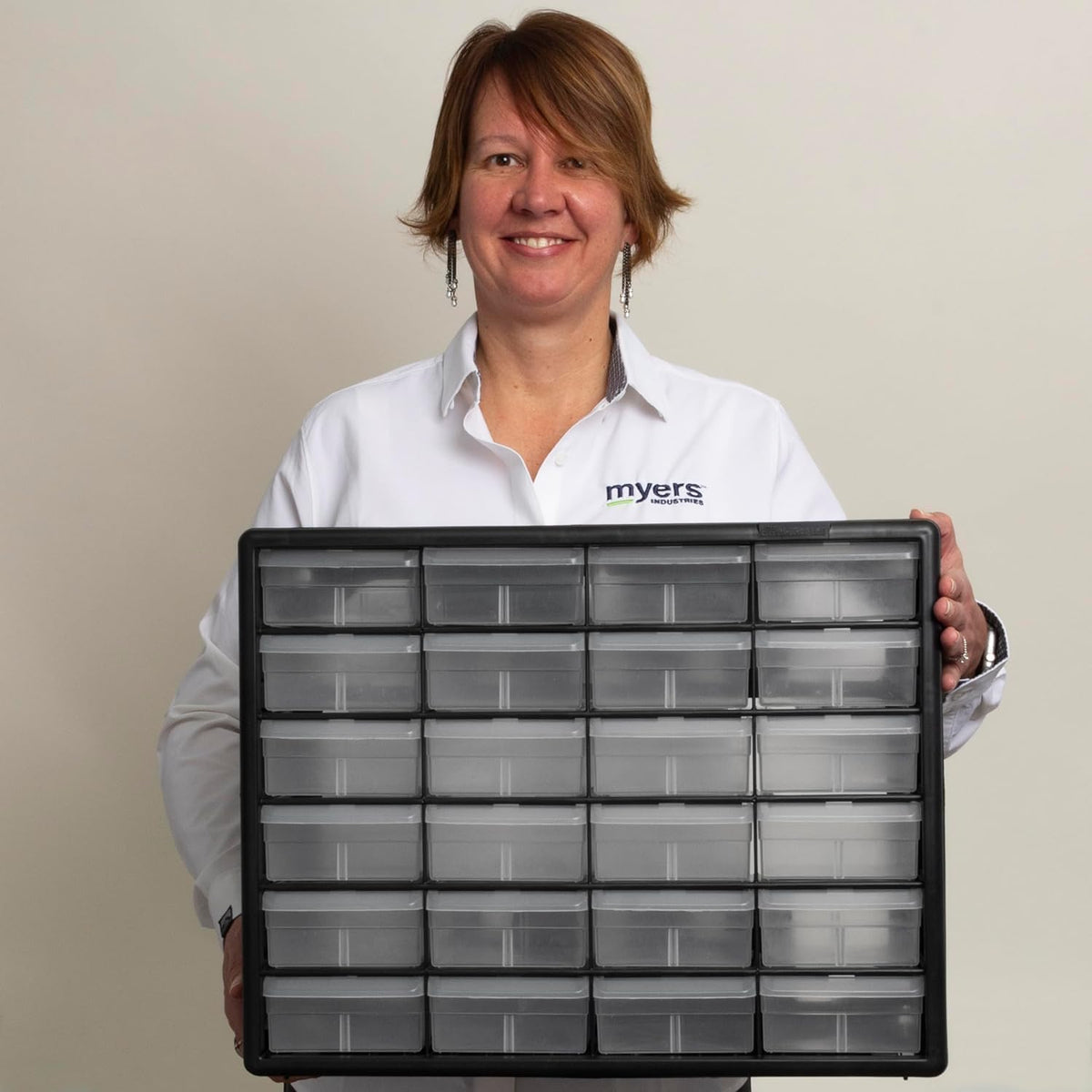 Akro-Mils 44-Drawer Plastic Drawer Storage Cabinet for Garage Organization, Bead Organizer, Building Bricks Storage, Teacher Toolbox, Makeup Organizer, 20" W x 6" D x 16" H, 10144 Black