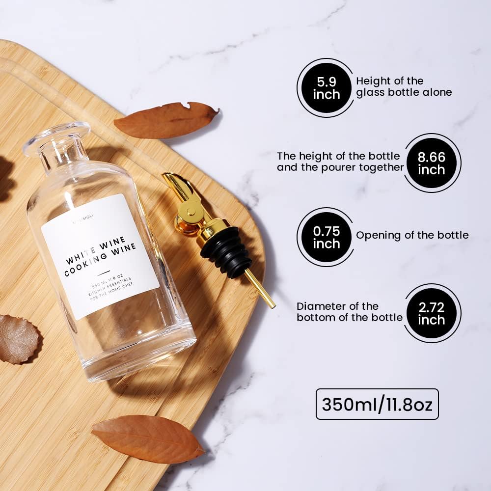 Molimoli - Premium Olive Oil Dispenser Bottles for Kitchen with Pourer - Oil and Vinegar Dispenser Set, Glass Dispenser for Kitchen, Dispenser Bottle of 350ml