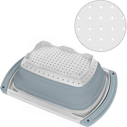 QiMH Collapsible Colander Strainer Set of 4-1 PC 6 Quart Expandable 2 PC 4 Quart(1 gal) and 1 PC 2 Quart(0.5 gal) - BPA Free & Dishwasher-safe Silicone Kitchen Foldable Strainer for Pasta, Veggies