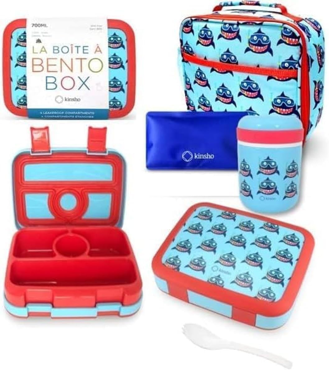 Bento Box with Stainless Steel Thermo, Insulated Lunch Bag, Ice Pack Set for Kids - 5 Compartments, Lunches or Snack Container for Girls, Toddlers Daycare Pre-School, Kindergarten Purple Unicorn