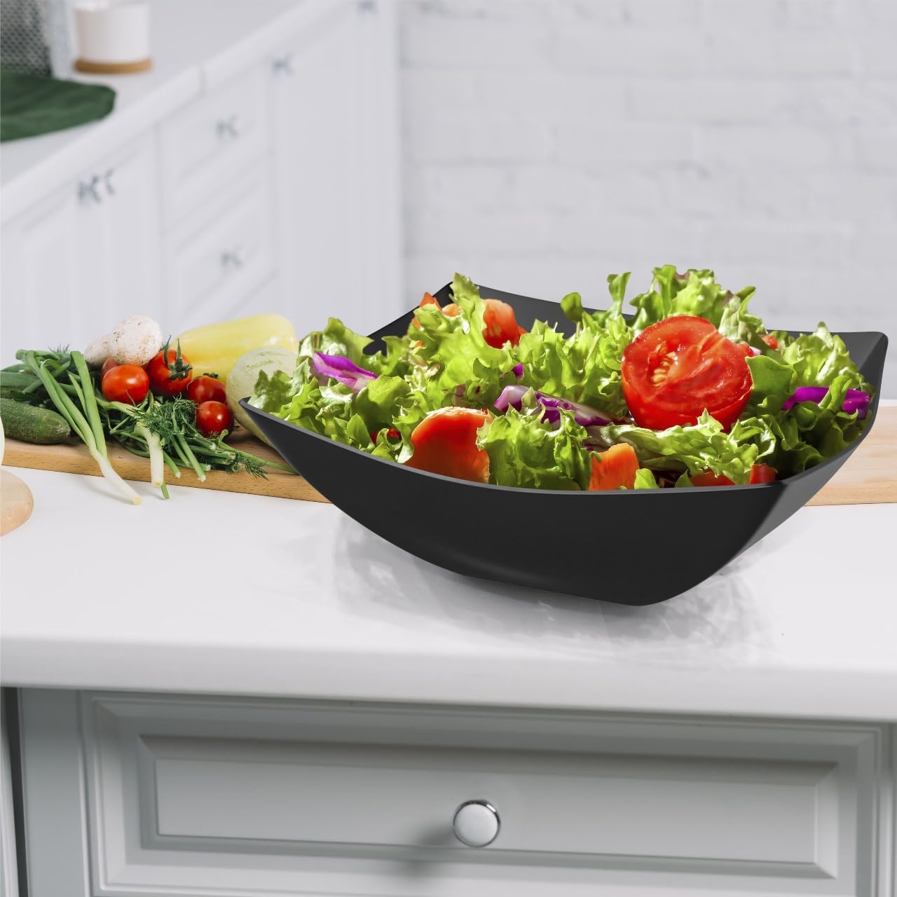 R-kay 6 Pack Square Plastic Serving Bowls - Clear Plastic bowls 16 Oz - Disposable Serving Bowls Heavy Duty For Weddings Catering And Birthday parties