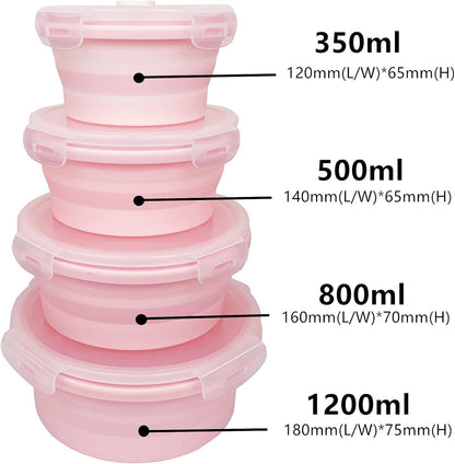CARTINTS Silicone Collapsible Food Storage Containers-Prep/Storage Bowls with Lids - Set of 3 Square Silicone Lunch Containers - Microwave, Dishwasher and Freezer Safe (blue)
